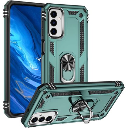 Mobigear Armor Ring Samsung Galaxy M23 Hülle Hardcase Backcover Stoßfest mit Ringhalter - Grün