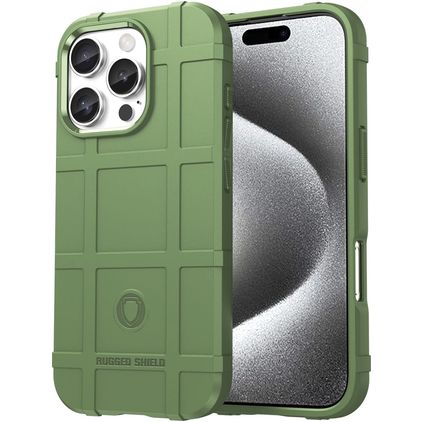 Mobigear Rugged Shield iPhone 16 Pro Hülle Flexibles TPU Backcover Stoßfest - Grün