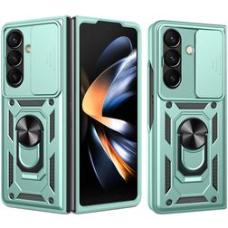 Mobigear Armor Ring Cam Slide Samsung Galaxy Z Fold 8 Ultra Hülle Hardcase Backcover Stoßfest mit Ringhalter und Kamera Slider - Grün