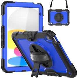 Mobigear SureGrip Xtreme iPad 10 (2022) Hülle Kunststoff,Silikon Backcover + Schulterträger + Ständer - Dunkelblau