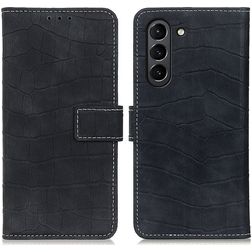 Mobigear Croco Samsung Galaxy S21 FE Hülle Klapphülle Geldbörse - Schwarz