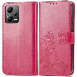 Mobigear Clover POCO X5 Klapphülle Portemonnaie - Magenta