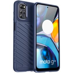 Mobigear Groove Motorola Moto E32s Hülle Flexibles TPU Backcover - Blau
