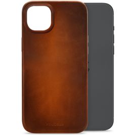 Mobilize Premium iPhone 15 Plus MagSafe Hülle Echtes Leder Backcover - Burned Cognac
