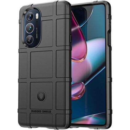 Mobigear Rugged Shield Motorola Edge X30 Hülle Flexibles TPU Backcover Stoßfest - Schwarz