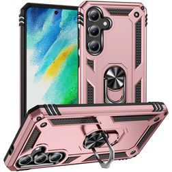 Mobigear Armor ring Samsung Galaxy S24 FE Hülle Hardcase Backcover Stoßfest mit Ringhalter - Roségold