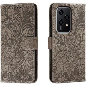 Mobigear Flowers HONOR 200 Lite Hülle Klapphülle Geldbörse - Grau