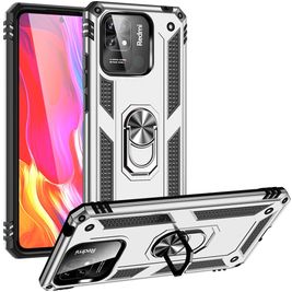 Mobigear Armor Ring Xiaomi Redmi 10C Hülle Hardcase Backcover Stoßfest mit Ringhalter - Silber