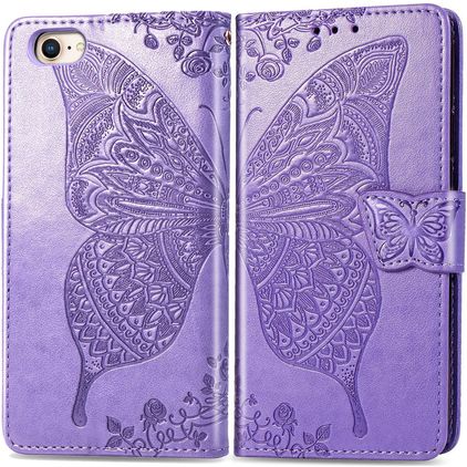 Mobigear Butterfly iPhone 16e Hülle Klapphülle Geldbörse - Lila