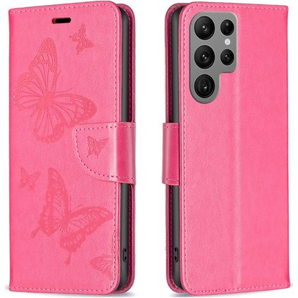 Mobigear Butterfly Samsung Galaxy S24 Ultra Hülle Klapphülle Geldbörse - Rot