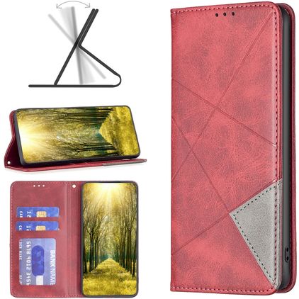 Mobigear Rhombus Slim Motorola Edge 40 Hülle Klapphülle - Rot