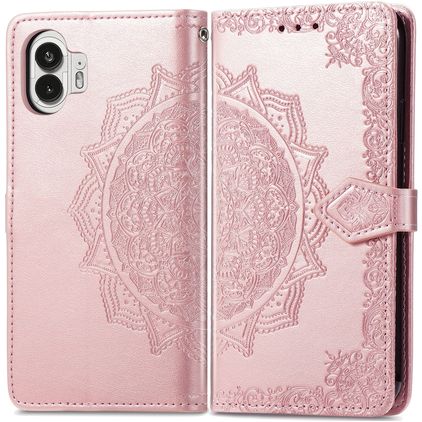 Mobigear Mandala Nothing Phone (2) Hülle Klapphülle Geldbörse - Roségold