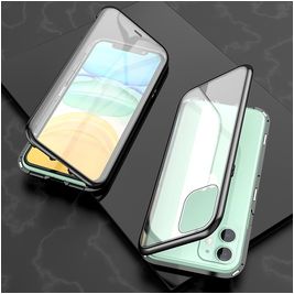 Mobigear GlassGuard iPhone 11 Hülle Gehärtetes Glas Backcover - Schwarz / Transparent