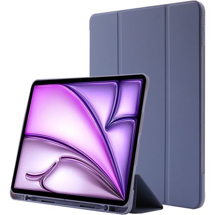 Mobigear Tri-Fold Gel iPad Air 13 Zoll (2024) Hülle TPU,Kunstleder Klapphülle + Stifthalter - Lila
