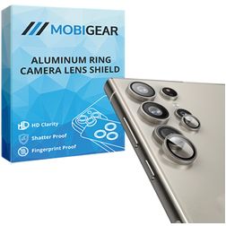 Mobigear Single Samsung Galaxy S24 Ultra Panzerglas Gehärtetes Glas Kameralinsen Schutz - Hüllenfreundlich - Grau