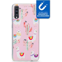 My Style Magneta Samsung Galaxy A70 TPU (flexibel) Backcover - Pink Alpaca