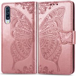Mobigear Butterfly Samsung Galaxy A70 Hülle Klapphülle Geldbörse - Roségold