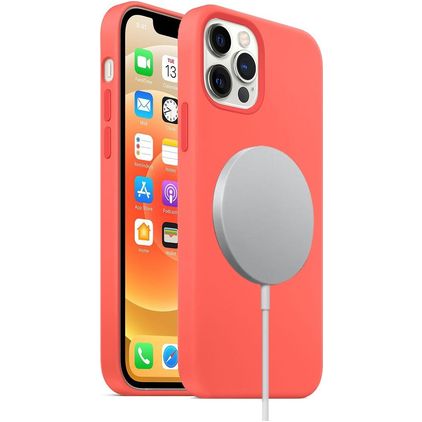 Mobigear Rubber Touch iPhone 12 Silikon MagSafe Hülle Backcover - Orange