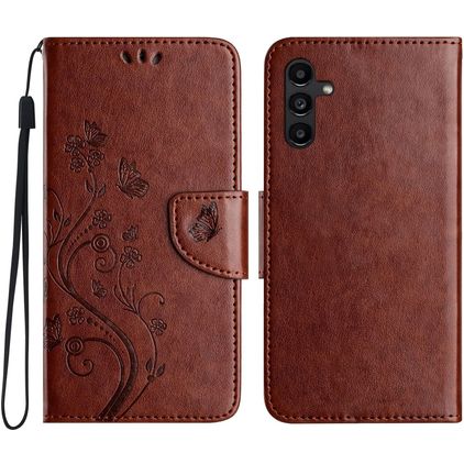 Mobigear Flowers Samsung Galaxy A36 Hülle Klapphülle Geldbörse - Braun