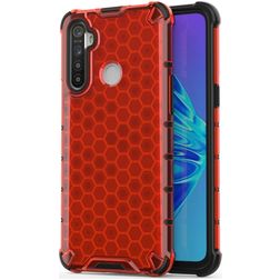 Mobigear Honeycomb Realme C3 Hülle Hardcase Backcover Stoßfest - Rot
