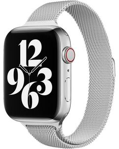 Mobigear Slim Loop Milanaise Apple Watch Armband Magnetverschluss - 49/46/45/44 mm - Silber