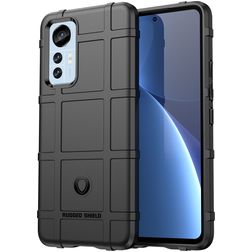 Mobigear Rugged Shield Xiaomi 12 Lite Hülle Flexibles TPU Backcover Stoßfest - Schwarz