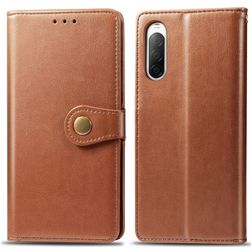 Mobigear Snap Button Sony Xperia 10 II Klapphülle Portemonnaie - Cognac