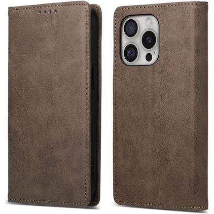 Mobigear Wallet iPhone 16 Pro Hülle Klapphülle Geldbörse - Braun