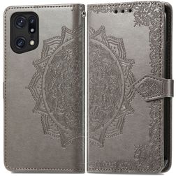 Mobigear Mandala OPPO Find X5 Pro Hülle Klapphülle Geldbörse - Grau