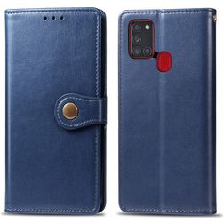 Mobigear Snap Button Samsung Galaxy A21s Hülle Klapphülle Geldbörse - Blau