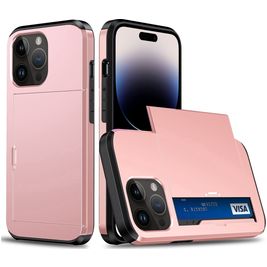 Mobigear Card iPhone 15 Pro Hülle Hardcase Backcover Stoßfest mit Kartenhalter - Roségold