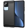 Mobigear Brushed Slim POCO F4 Hülle Flexibles TPU Backcover - Schwarz