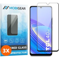 Mobigear Premium TCL 40 SE Panzerglas Gehärtetes Glas Displayschutz - Hüllenfreundlich - Schwarz (3er Pack)