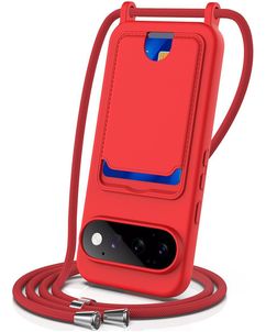 Mobigear Lanyard Card Google Pixel 11 Pro Silikon Handykette mit Kartenhalter - Rot