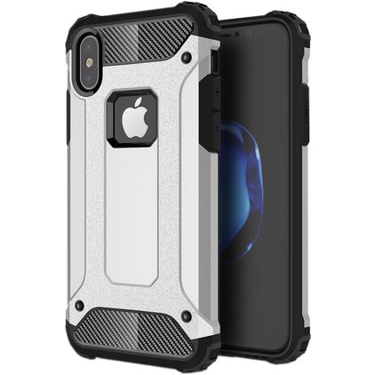Mobigear Outdoor iPhone XS Hülle Hardcase Backcover Stoßfest - Silber