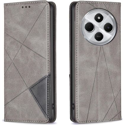 Mobigear Rhombus Slim Xiaomi Redmi 14C Hülle Klapphülle - Grau