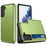 Mobigear Card Samsung Galaxy S21 Plus Hülle Hardcase Backcover Stoßfest mit Kartenhalter - Grün