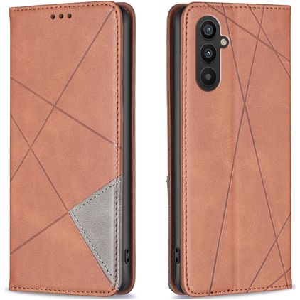 Mobigear Rhombus Slim Samsung Galaxy A24 Hülle Klapphülle - Braun