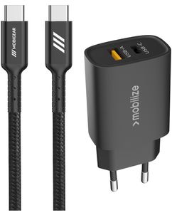 Mobigear Essentials Single USB-C Ladegerät USB-C 1 Meter Power Delivery 25W - Schwarz