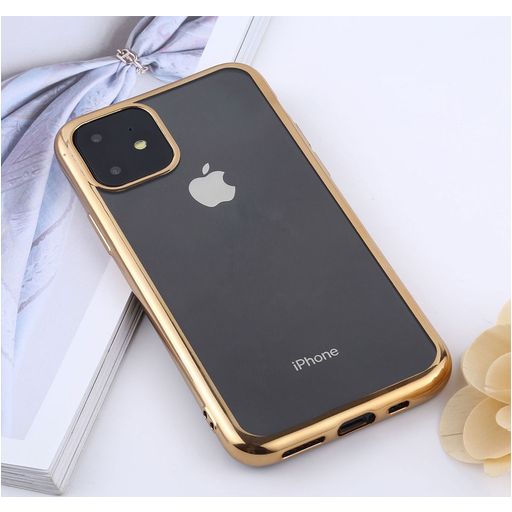 Mobigear Royal iPhone 11 Hülle Flexibles TPU Backcover - Transparent / Gold