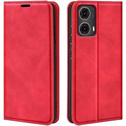 Mobigear Retro Slim Motorola Moto G85 Hülle Klapphülle Geldbörse - Rot