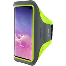 Mobiparts Comfort Fit Handyhalterung Joggen Samsung Galaxy S10 Plus Sporthülle Neopren Sportarmband - Neon Green