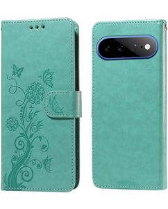 Mobigear Flowers Google Pixel 11 Pro XL Hülle Klapphülle Geldbörse - Grün