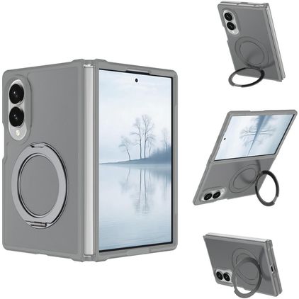 Mobigear 360 Rotating Ring Samsung Galaxy Z Fold 8 Ultra MagSafe Hülle Hardcase Backcover mit Ringhalter - Grau
