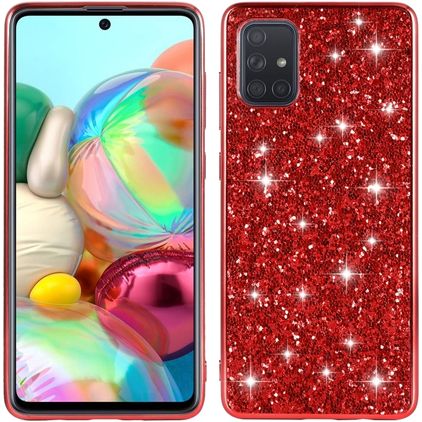 Mobigear Glitter Samsung Galaxy A51 Hardcase Backcover - Rot