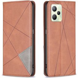 Mobigear Rhombus Slim Realme C35 Hülle Klapphülle - Braun