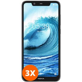 Mobigear Premium Nokia 5.1 Plus Panzerglas Gehärtetes Glas Displayschutz - Hüllenfreundlich - Schwarz (3er Pack)