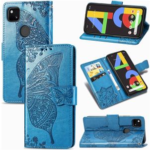 Mobigear Butterfly Google Pixel 4a Hülle Klapphülle Geldbörse - Blau