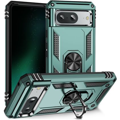 Mobigear Armor Ring Google Pixel 8a Hülle Hardcase Backcover Stoßfest mit Ringhalter - Dunkelgrün