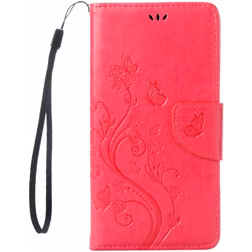 Mobigear Flowers iPhone 7 Hülle Klapphülle Geldbörse - Magenta